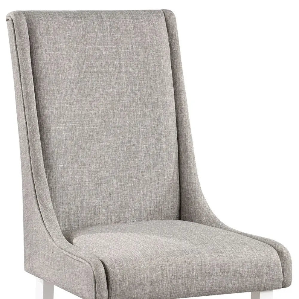 Set of Two Gray and White Linen Dining Side Chairs Homeroots Kitchen & Dining