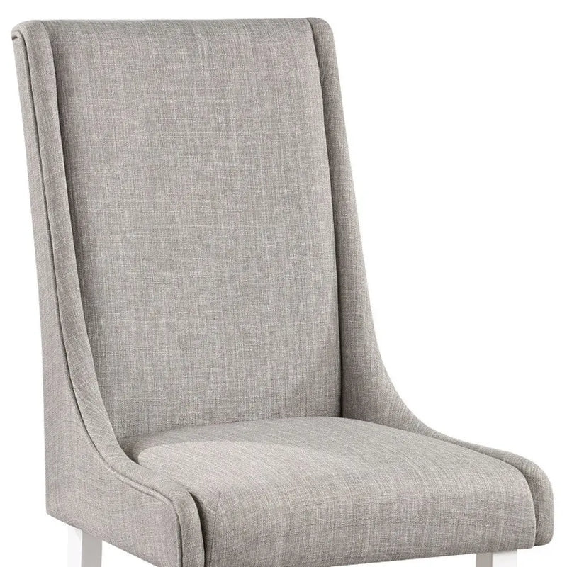 Set of Two Gray and White Linen Dining Side Chairs Homeroots Kitchen & Dining