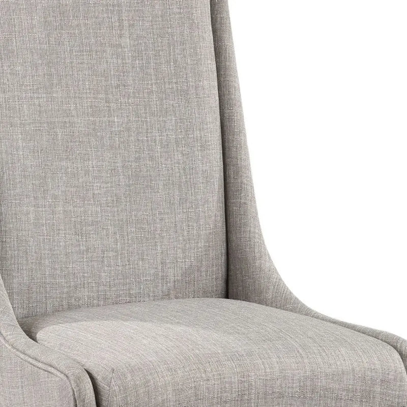 Set of Two Gray and White Linen Dining Side Chairs Homeroots Kitchen & Dining