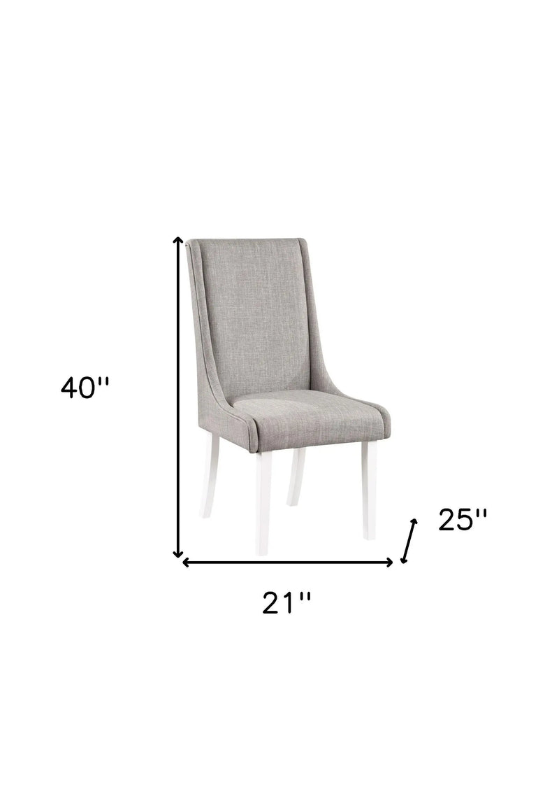 Set of Two Gray and White Linen Dining Side Chairs Homeroots Kitchen & Dining
