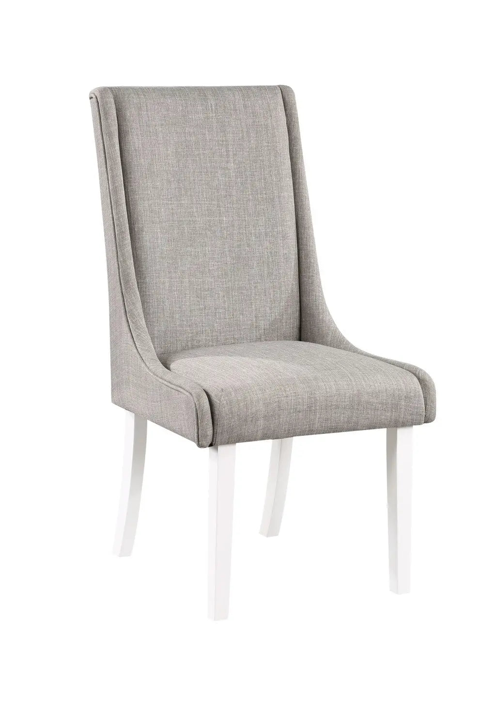 Set of Two Gray and White Linen Dining Side Chairs Homeroots Kitchen & Dining