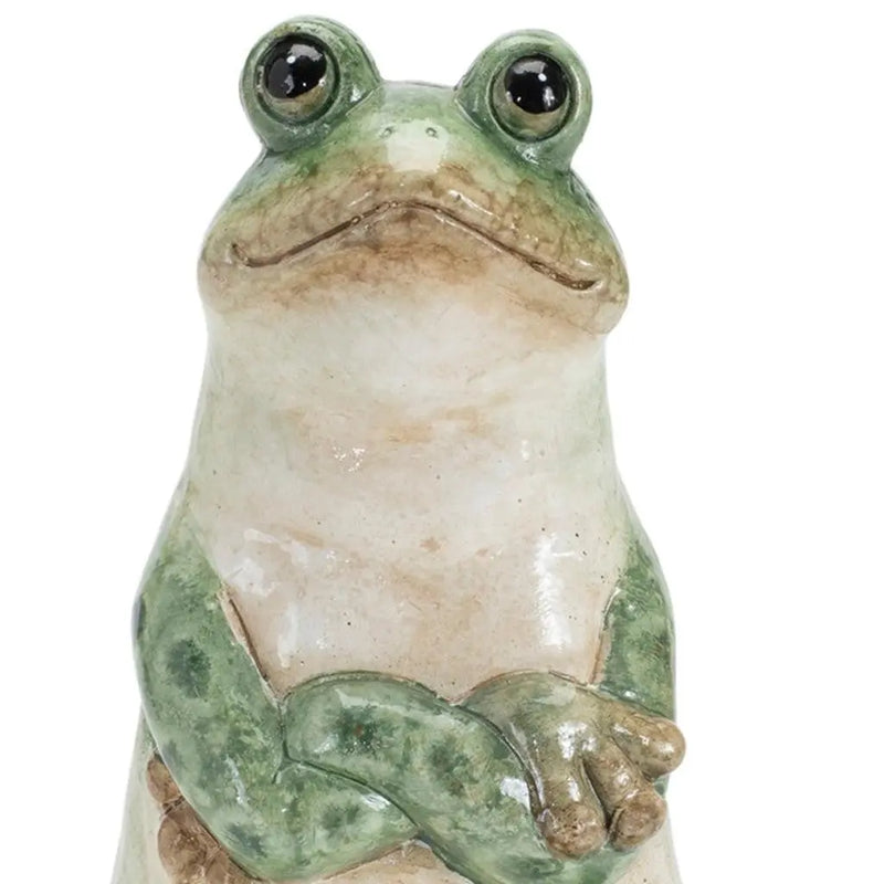 Set of Two Green Ceramic Frog Outdoor Statue Homeroots Outdoor