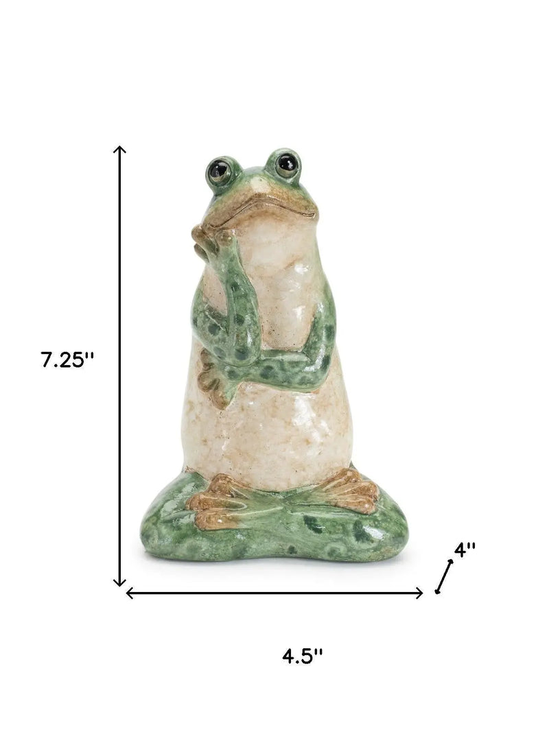 Set of Two Green Ceramic Frog Outdoor Statue Homeroots Outdoor