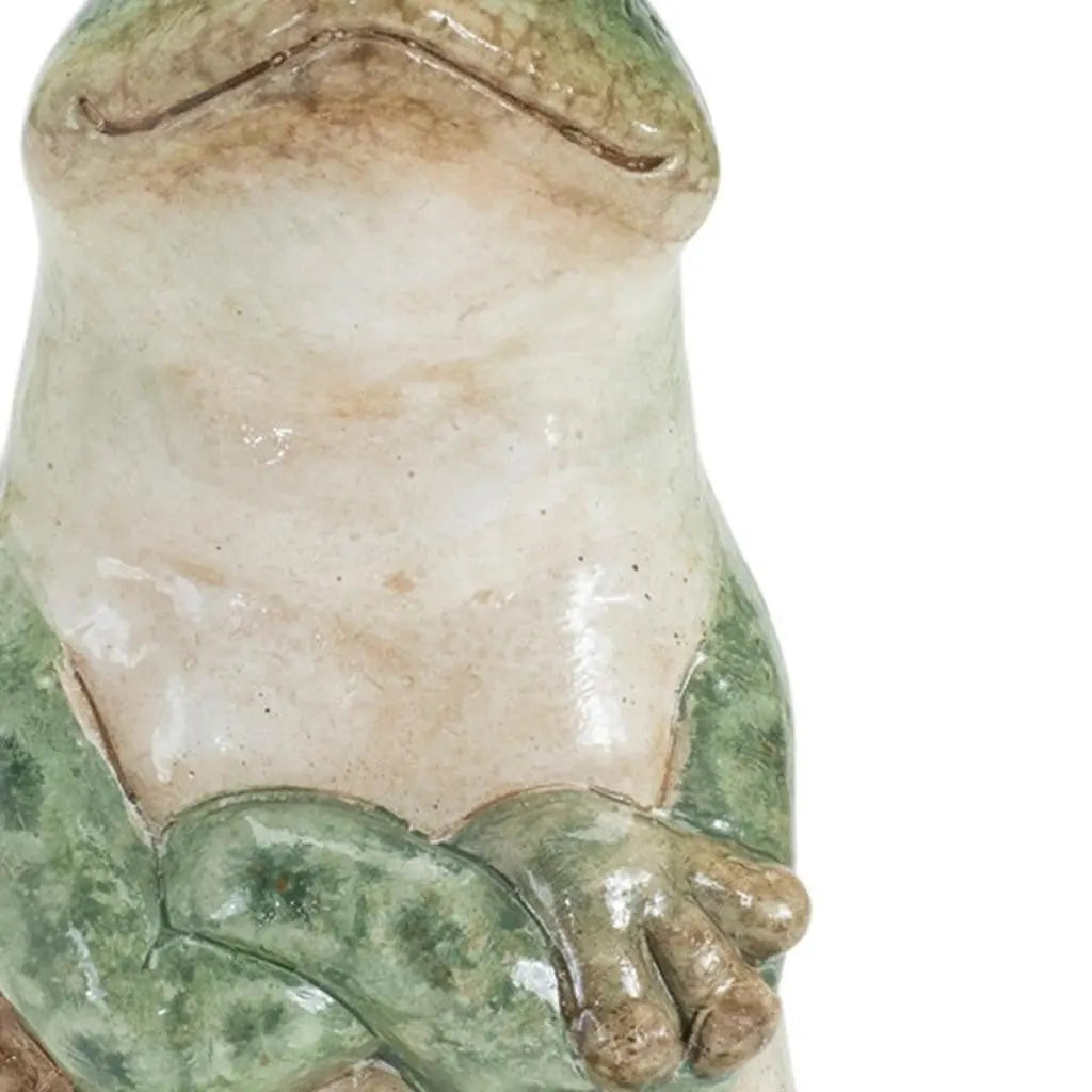 Set of Two Green Ceramic Frog Outdoor Statue Homeroots Outdoor