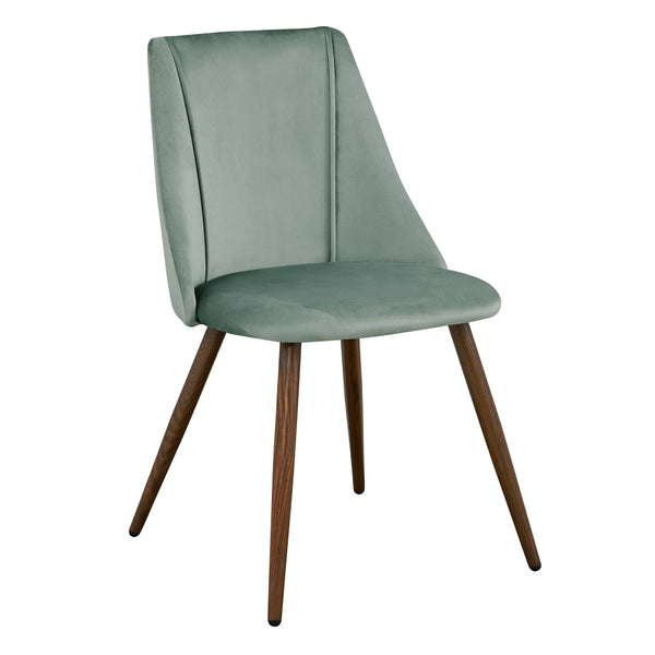 Set of Two Green and Brown Velvet and Steel Dining Side Chairs Homeroots Kitchen & Dining