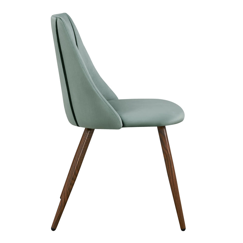 Set of Two Green and Brown Velvet and Steel Dining Side Chairs Homeroots Kitchen & Dining