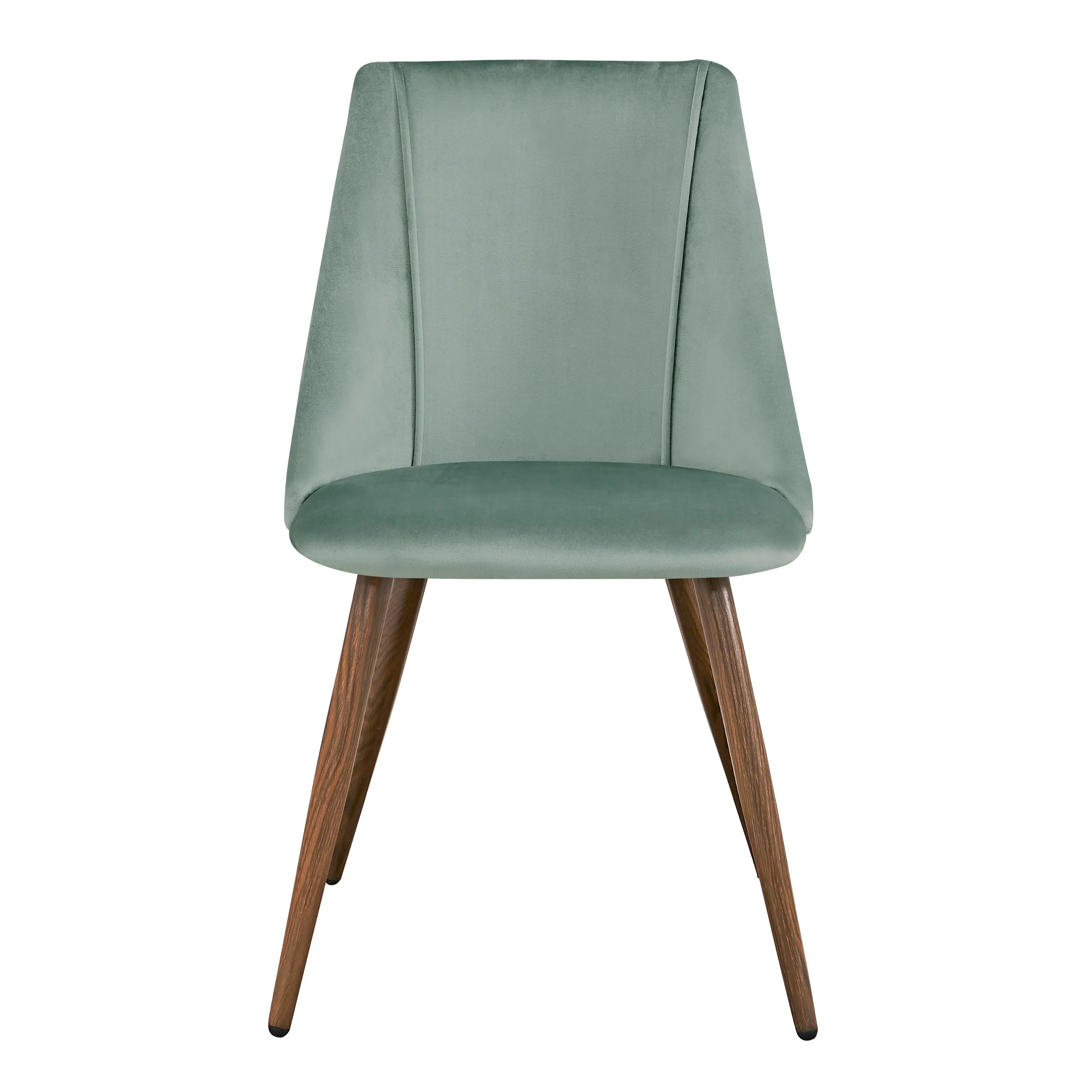 Set of Two Green and Brown Velvet and Steel Dining Side Chairs Homeroots Kitchen & Dining