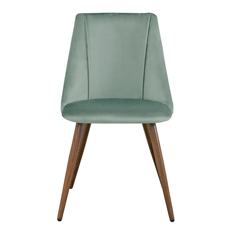 Set of Two Green and Brown Velvet and Steel Dining Side Chairs Homeroots Kitchen & Dining