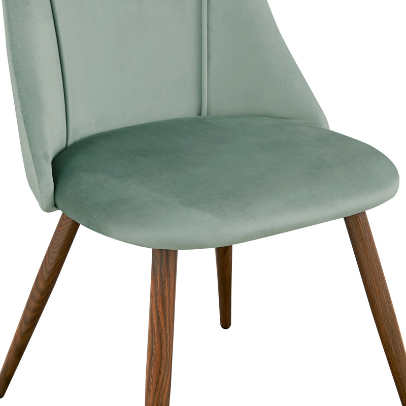 Set of Two Green and Brown Velvet and Steel Dining Side Chairs Homeroots Kitchen & Dining