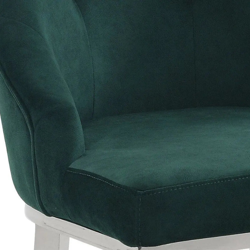 Set of Two Green and Silver Tufted Fabric Dining Side Chairs Homeroots Kitchen & Dining