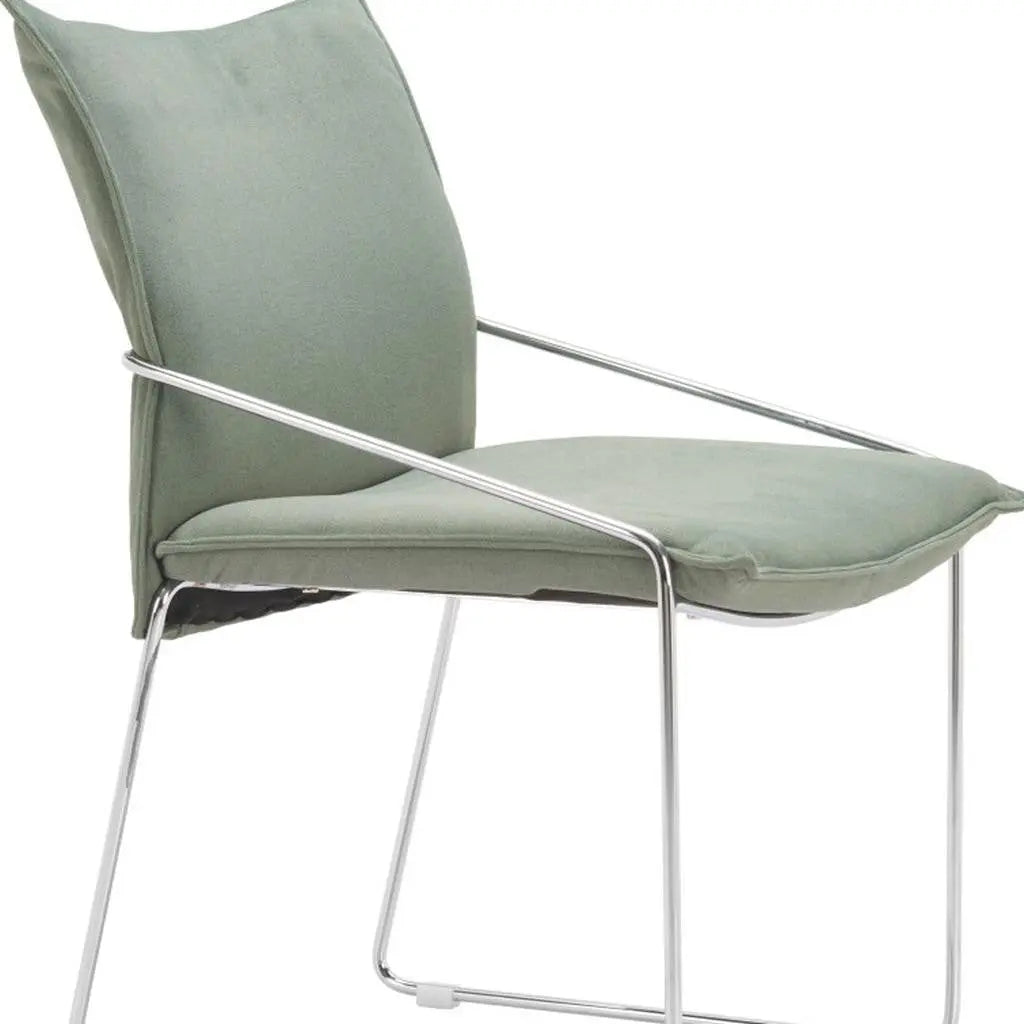 Set of Two Green and Silver Upholstered Dining Arm Chairs Homeroots Kitchen & Dining