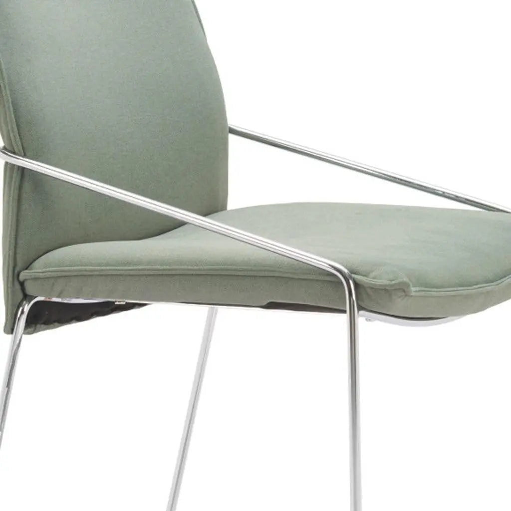 Set of Two Green and Silver Upholstered Dining Arm Chairs Homeroots Kitchen & Dining