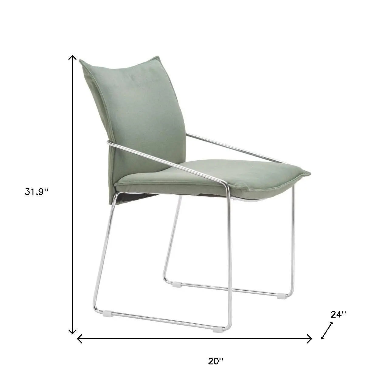 Set of Two Green and Silver Upholstered Dining Arm Chairs Homeroots Kitchen & Dining