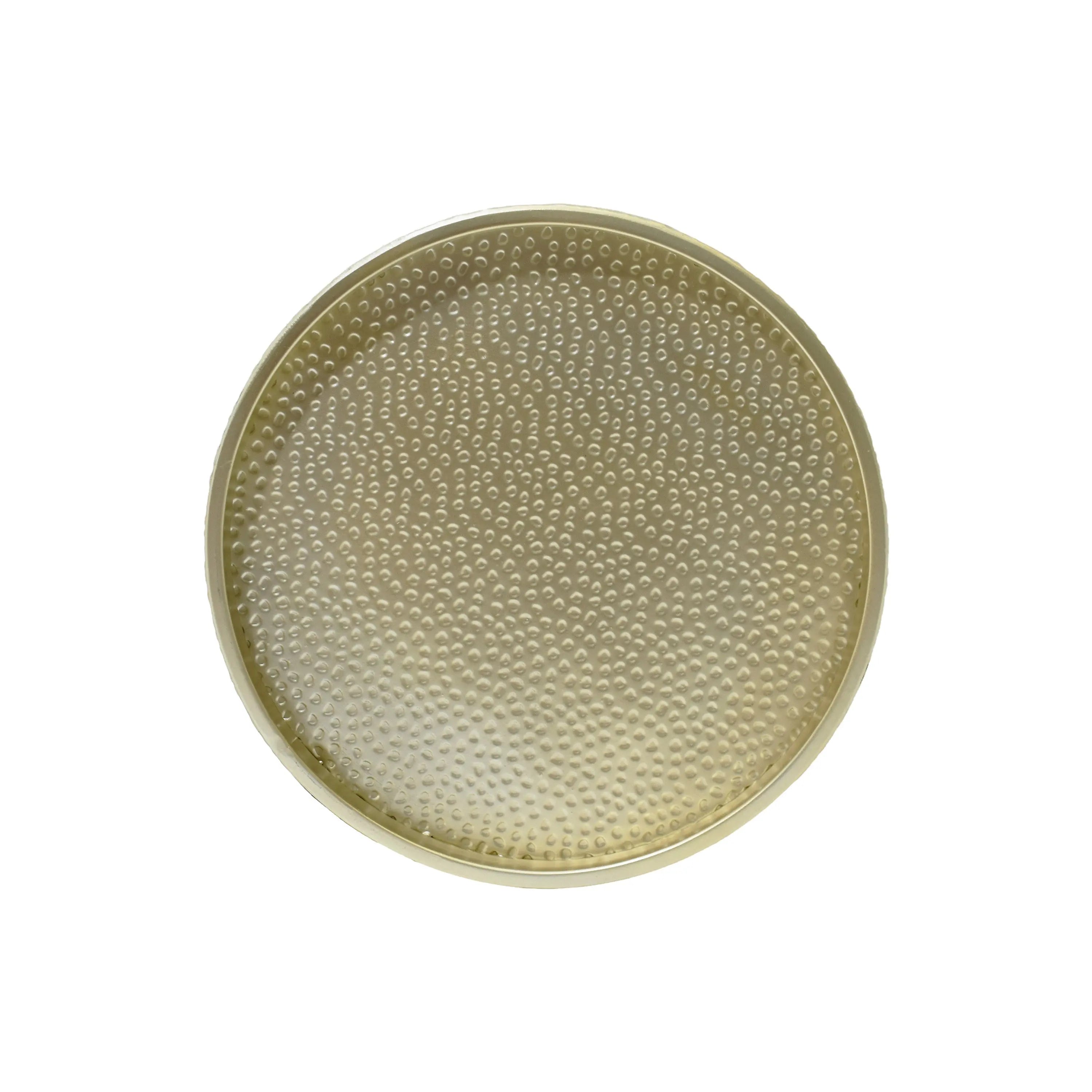Set of Two Hammered Gold Iron Round Drum End Tables Homeroots Living Room
