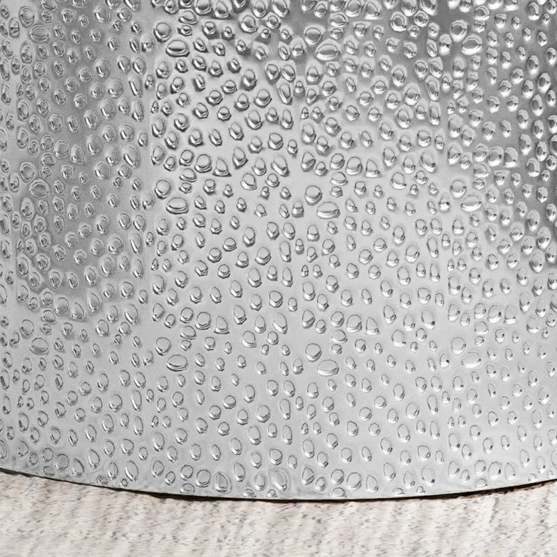 Silver hammered metal bucket with a textured finish, ideal for storage or decor in modern spaces.
