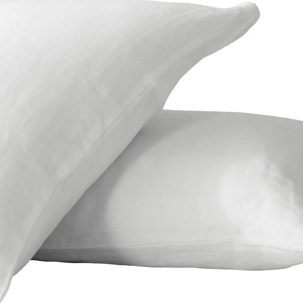 Set of Two Ivory Linen Pillowcases Homeroots Bed & Bath