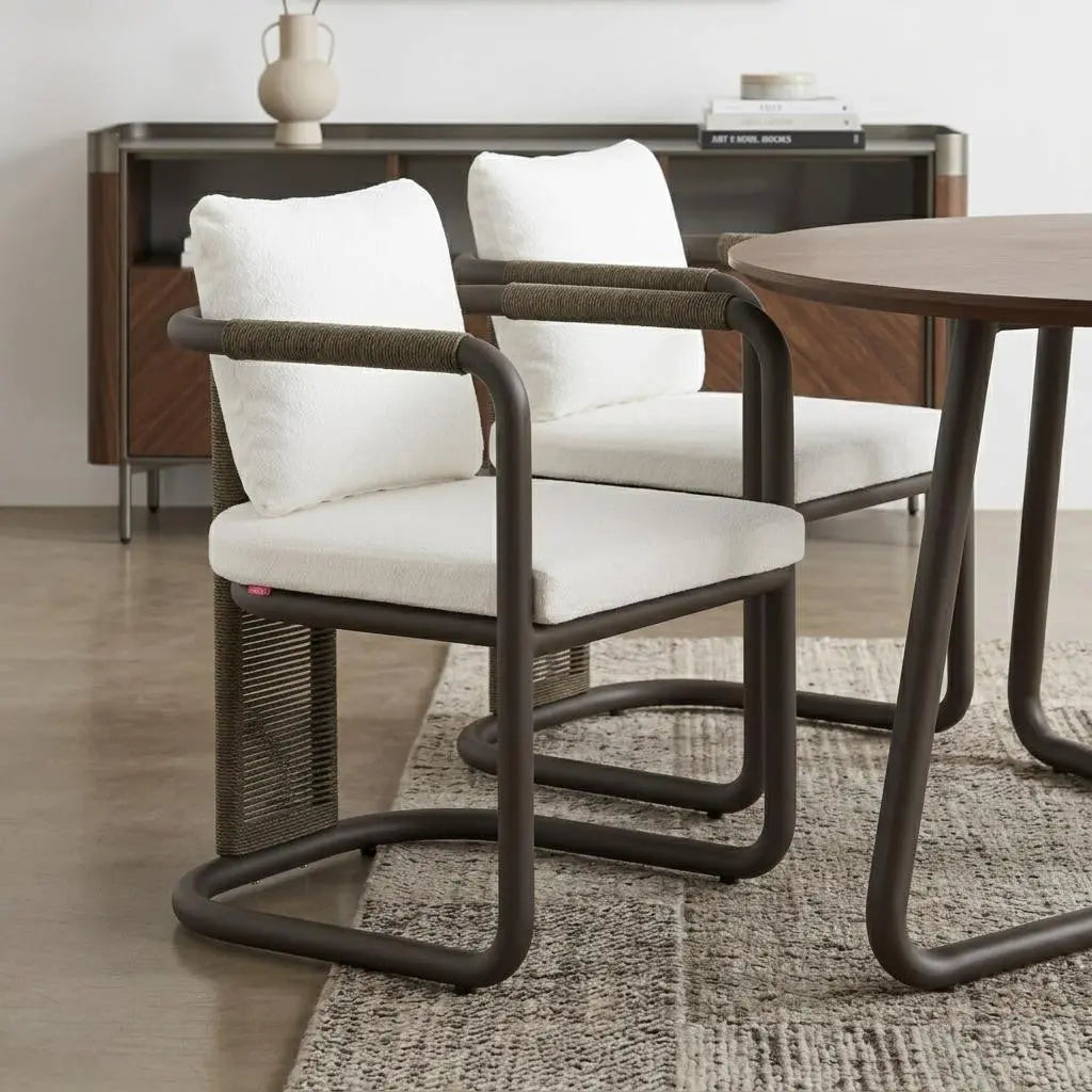 Set of Two Ivory and Black Slipcovered Upholstery Dining Arm Chairs Homeroots Kitchen & Dining