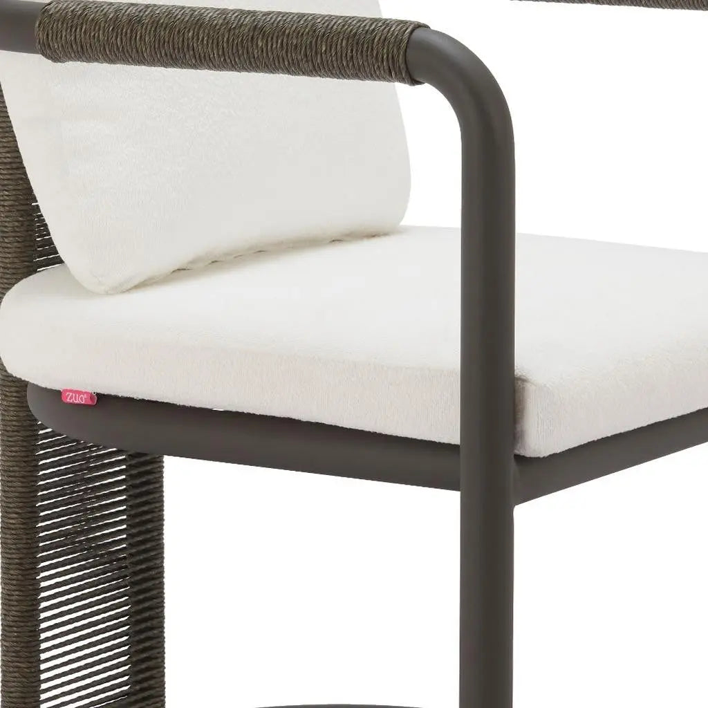 Set of Two Ivory and Black Slipcovered Upholstery Dining Arm Chairs Homeroots Kitchen & Dining