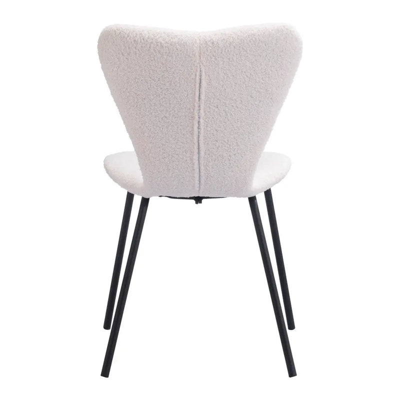 Set of Two Ivory and Black Upholstered Faux Fur Dining Side Chairs - GreatEagleInc