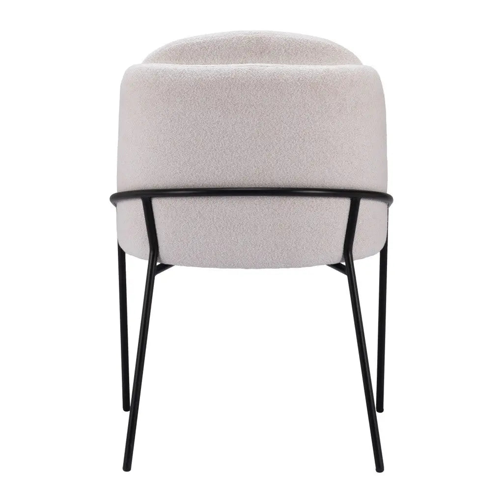 Set of Two Ivory and Black Upholstered Faux Fur Dining Side Chairs Homeroots