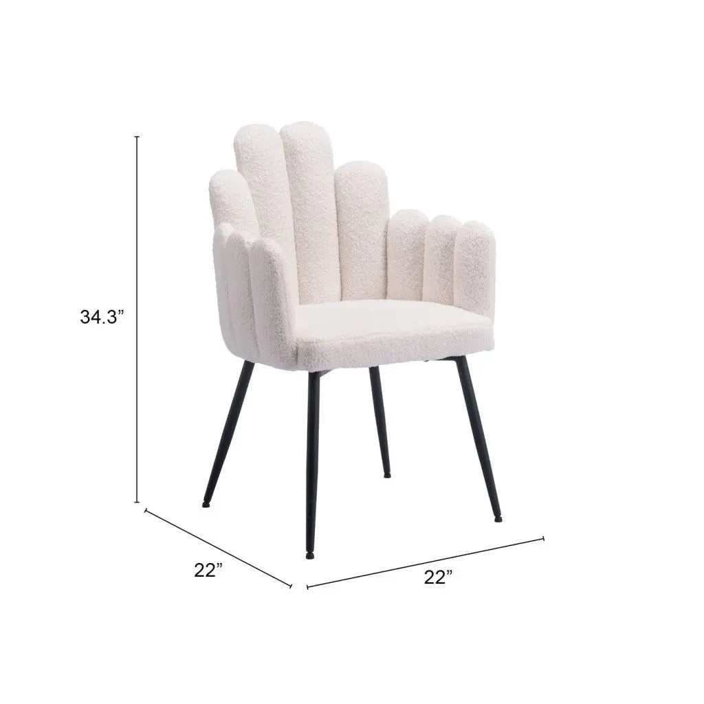 Set of Two Ivory and Black Upholstered Faux Fur Slat Back Dining Arm Chairs Homeroots