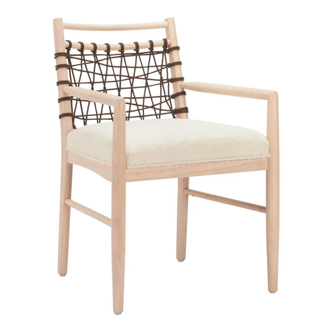 Set of Two Ivory and White Upholstered Open Back Dining Arm Chairs Homeroots Kitchen & Dining