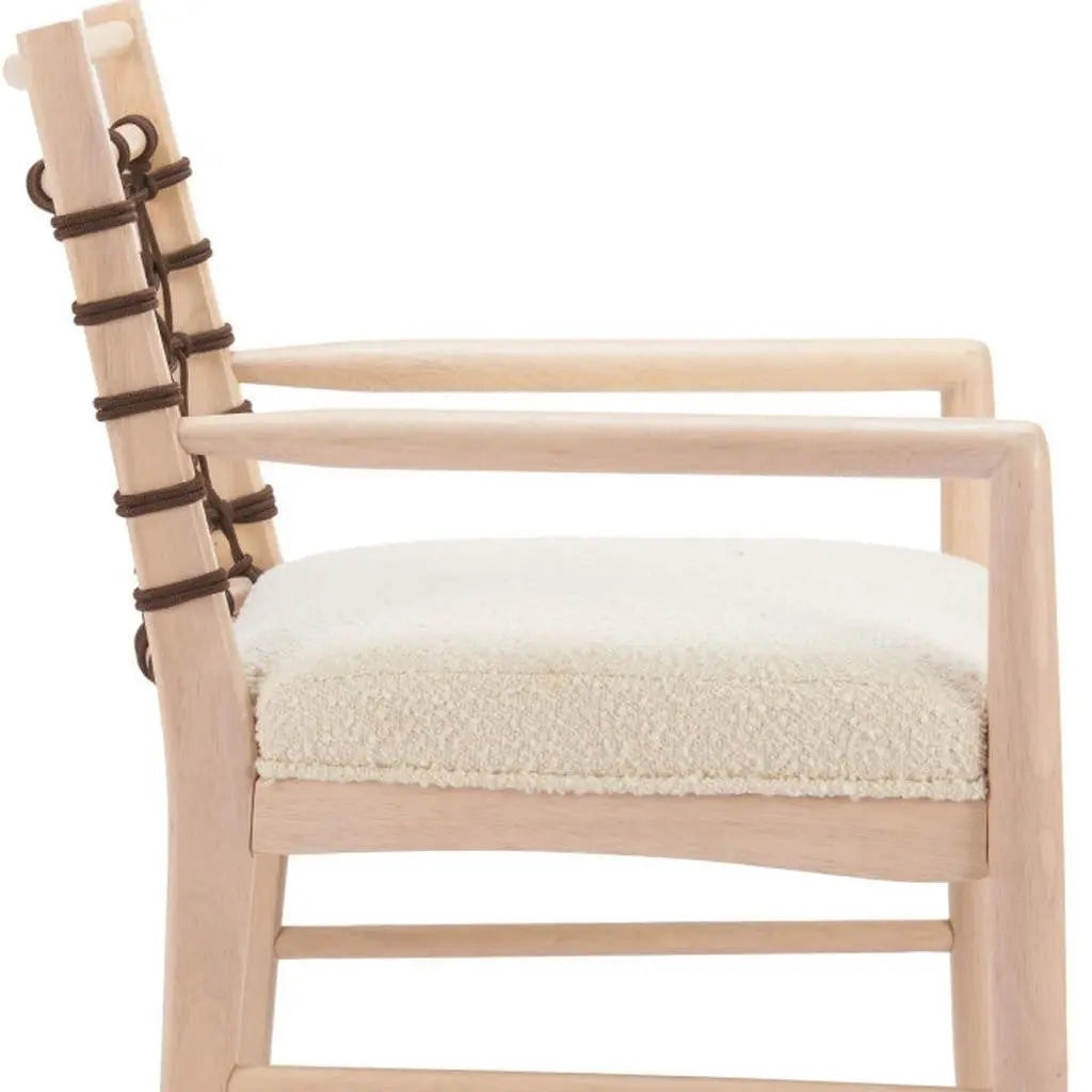 Set of Two Ivory and White Upholstered Open Back Dining Arm Chairs Homeroots Kitchen & Dining