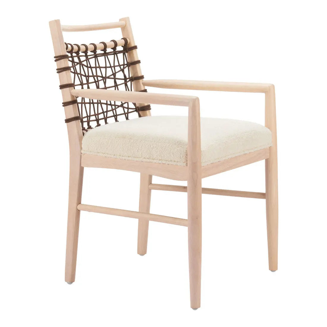 Set of Two Ivory and White Upholstered Open Back Dining Arm Chairs Homeroots Kitchen & Dining