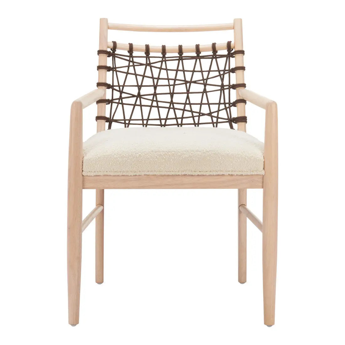 Set of Two Ivory and White Upholstered Open Back Dining Arm Chairs Homeroots Kitchen & Dining