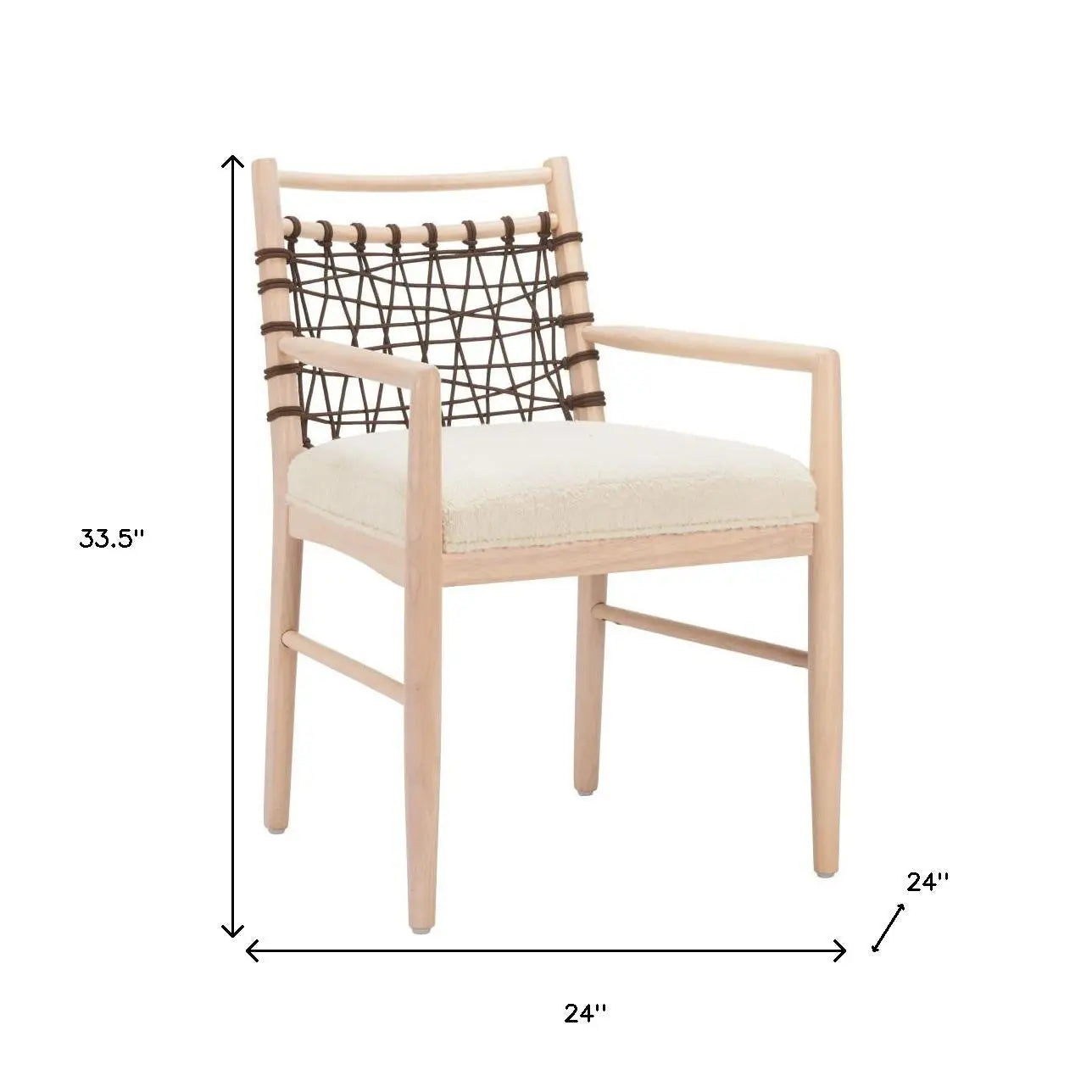 Set of Two Ivory and White Upholstered Open Back Dining Arm Chairs Homeroots Kitchen & Dining