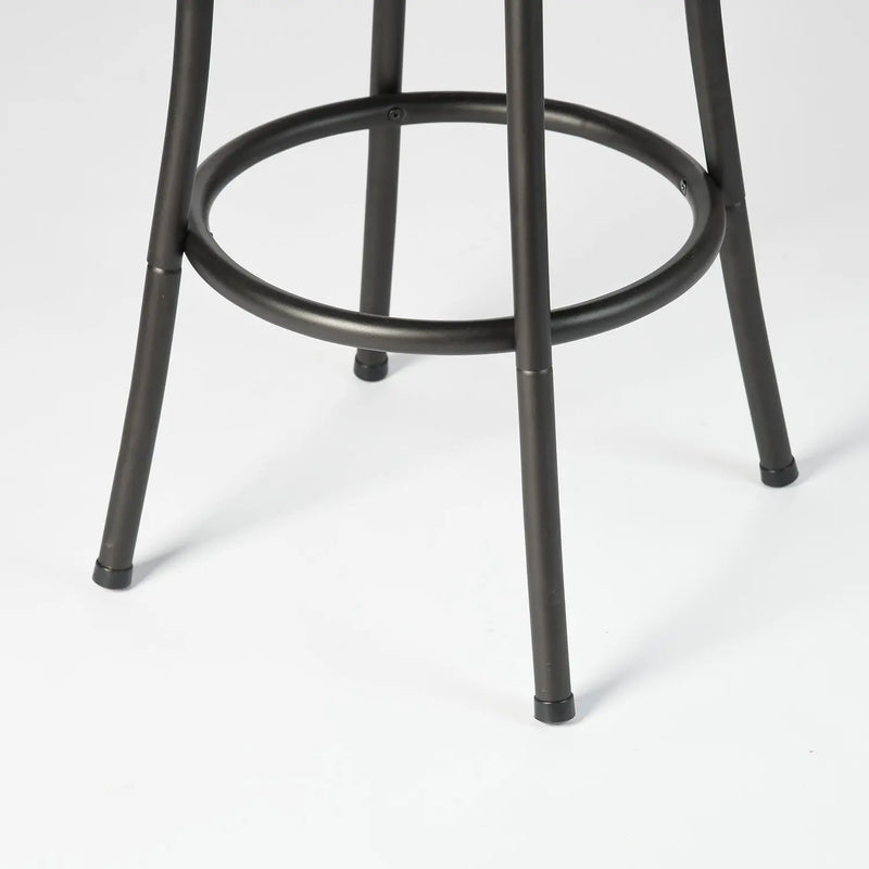 Set of Two Khaki and Black Suede Faux Leather and Iron Low Back Adjustable Height Swivel Bar Chairs Homeroots Living Room