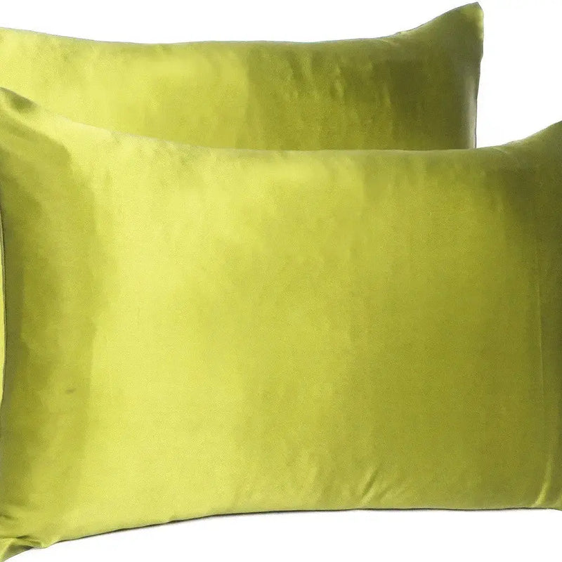 Set of Two Lemongrass Dreamy Silk Satin Queen Pillowcases Homeroots Bed & Bath