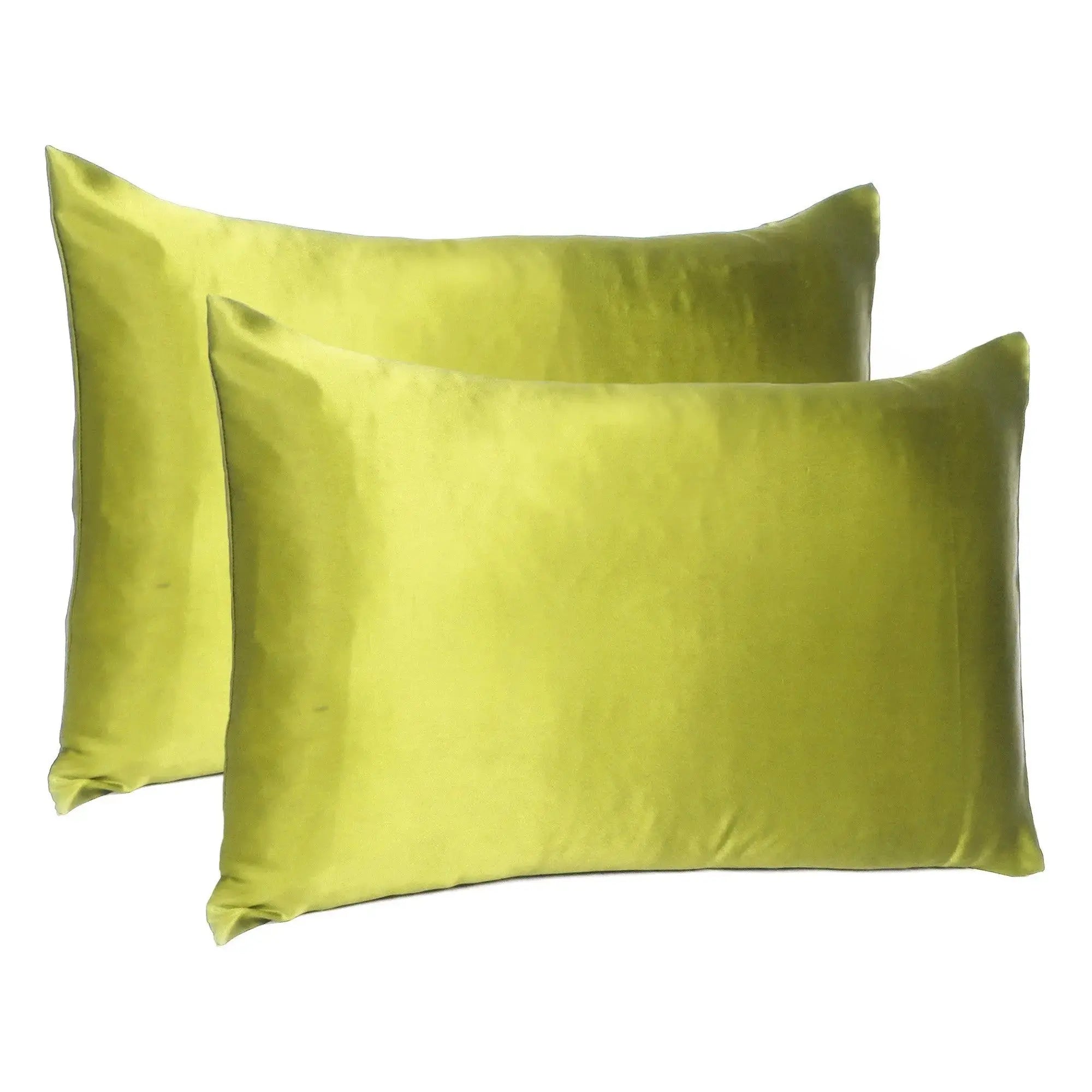 Set of Two Lemongrass Dreamy Silk Satin Queen Pillowcases Homeroots Bed & Bath