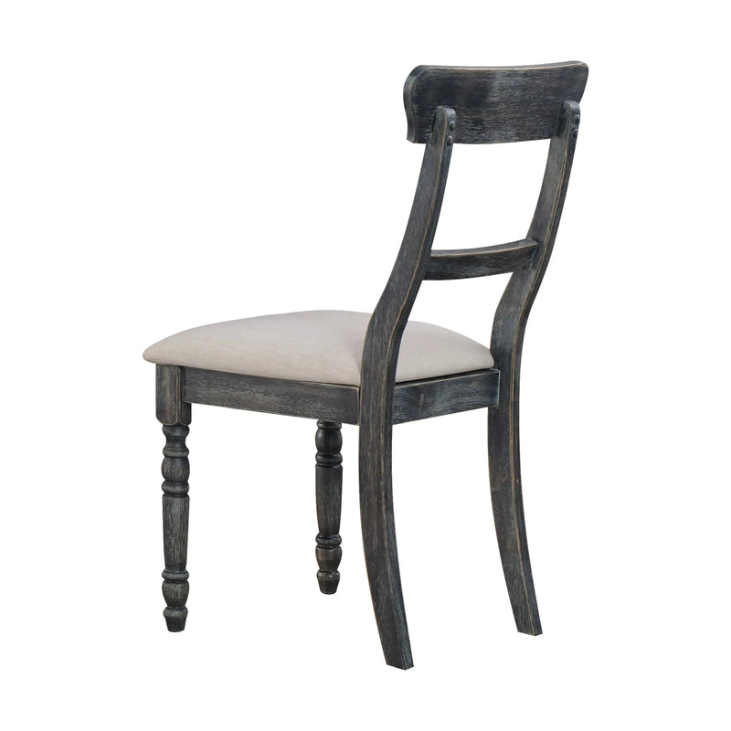 Set of Two Light Brown and Gray Linen Slat Back Dining Side Chairs Homeroots Kitchen & Dining