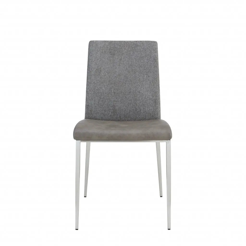Set of Two Light Brown and Gray Stainless Steel Chairs Homeroots Kitchen & Dining