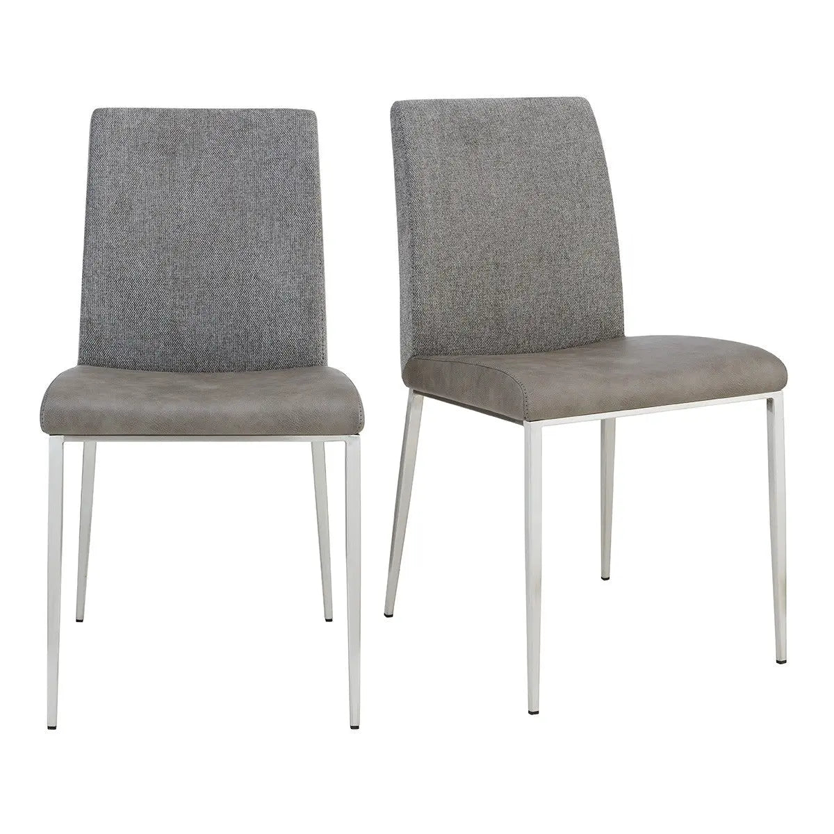 Set of Two Light Brown and Gray Stainless Steel Chairs Homeroots Kitchen & Dining