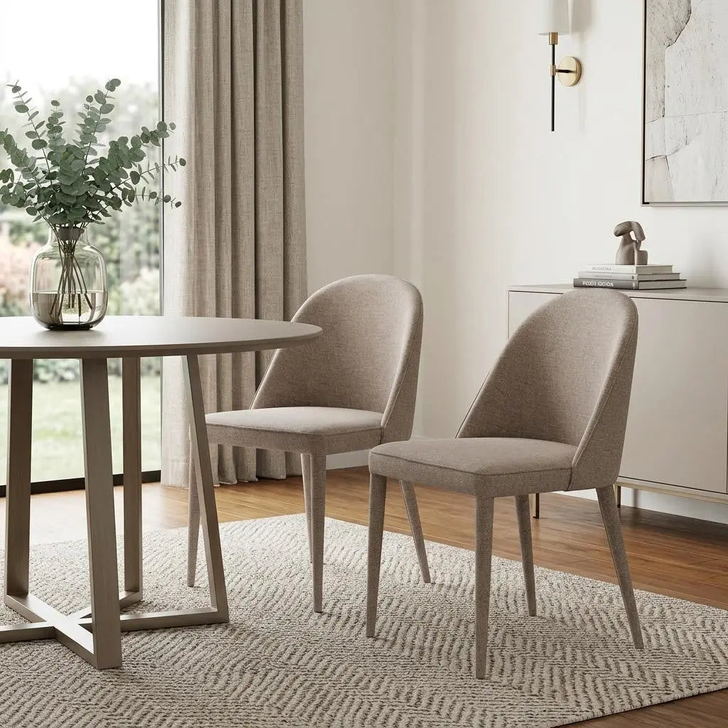 Set of Two Light Gray Fabric Dining Side Chairs Homeroots Kitchen & Dining
