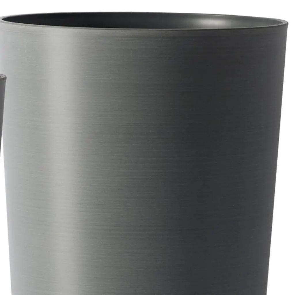 Set of Two Light Gray Heavy Duty Plastic Cylindrical Planter Pots Homeroots Outdoor
