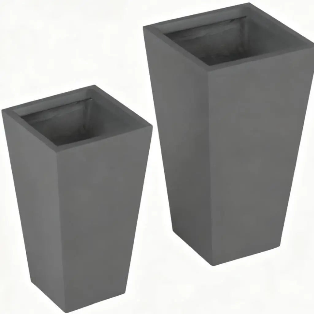 Set of Two Light Gray Magnesium Oxide Rectangular Planter Box Homeroots Outdoor