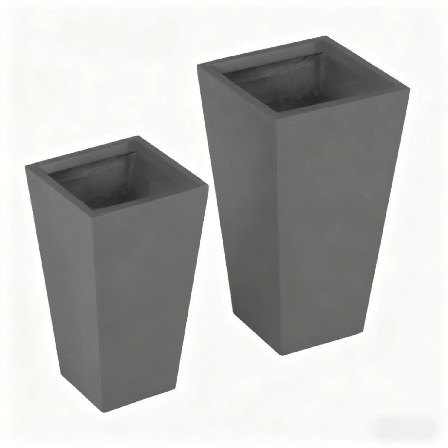 Set of Two Light Gray Magnesium Oxide Rectangular Planter Box Homeroots Outdoor