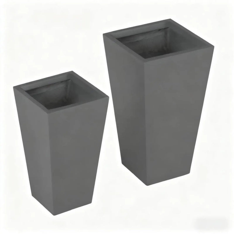 Set of Two Light Gray Magnesium Oxide Rectangular Planter Box Homeroots Outdoor