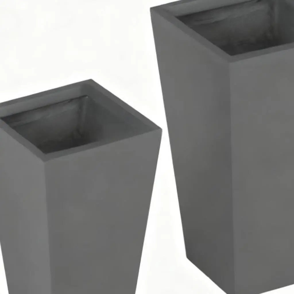 Set of Two Light Gray Magnesium Oxide Rectangular Planter Box Homeroots Outdoor