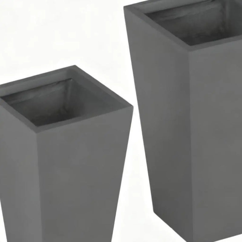 Set of Two Light Gray Magnesium Oxide Rectangular Planter Box Homeroots Outdoor