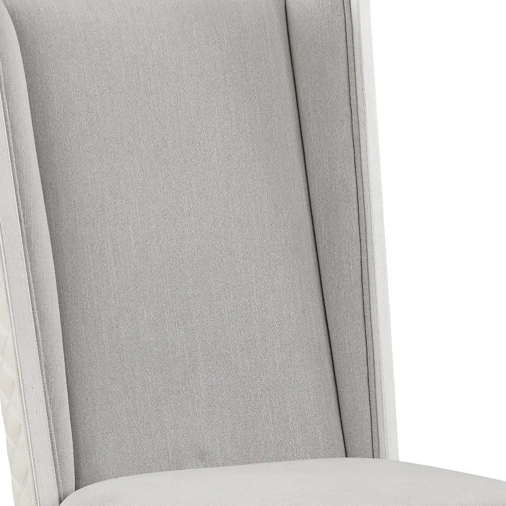 Set of Two Light Gray and White Linen Open Back Dining Side Chairs Homeroots Kitchen & Dining