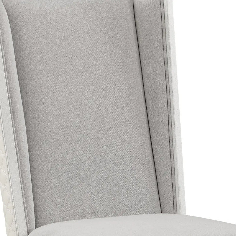 Set of Two Light Gray and White Linen Open Back Dining Side Chairs Homeroots Kitchen & Dining