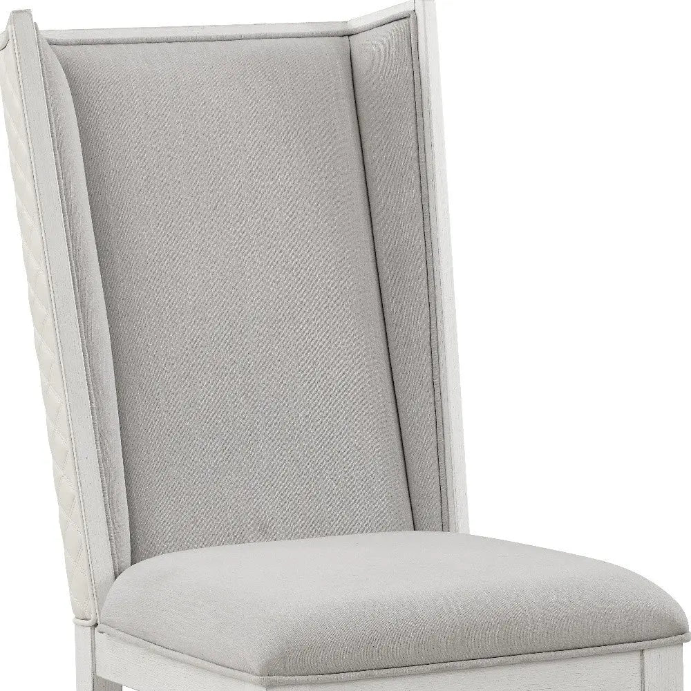 Set of Two Light Gray and White Linen Open Back Dining Side Chairs Homeroots Kitchen & Dining