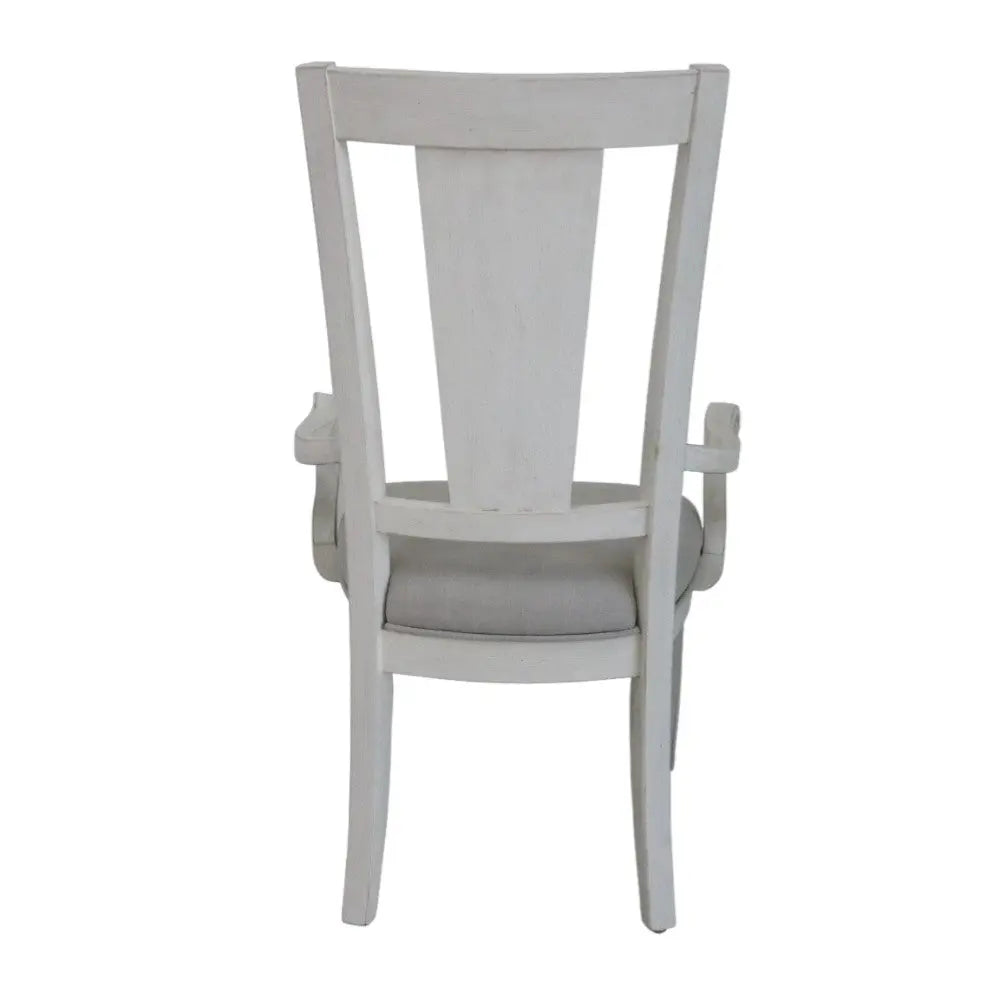 Set of Two Light Gray and White Upholstered Linen And Solid Wood Open Back Dining Arm Chairs Homeroots Kitchen & Dining
