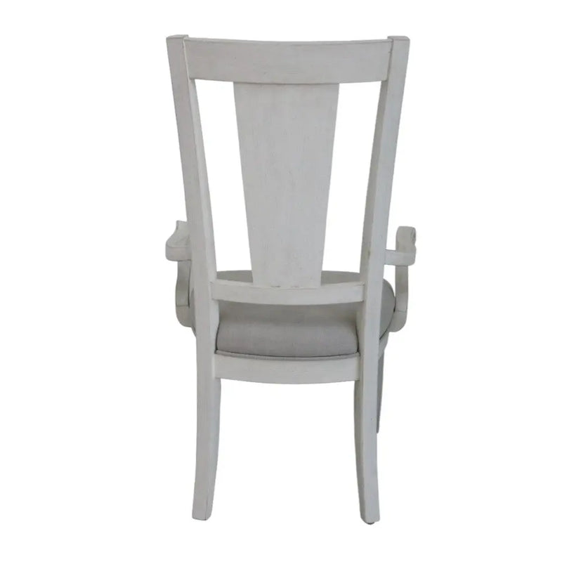 Set of Two Light Gray and White Upholstered Linen And Solid Wood Open Back Dining Arm Chairs Homeroots Kitchen & Dining