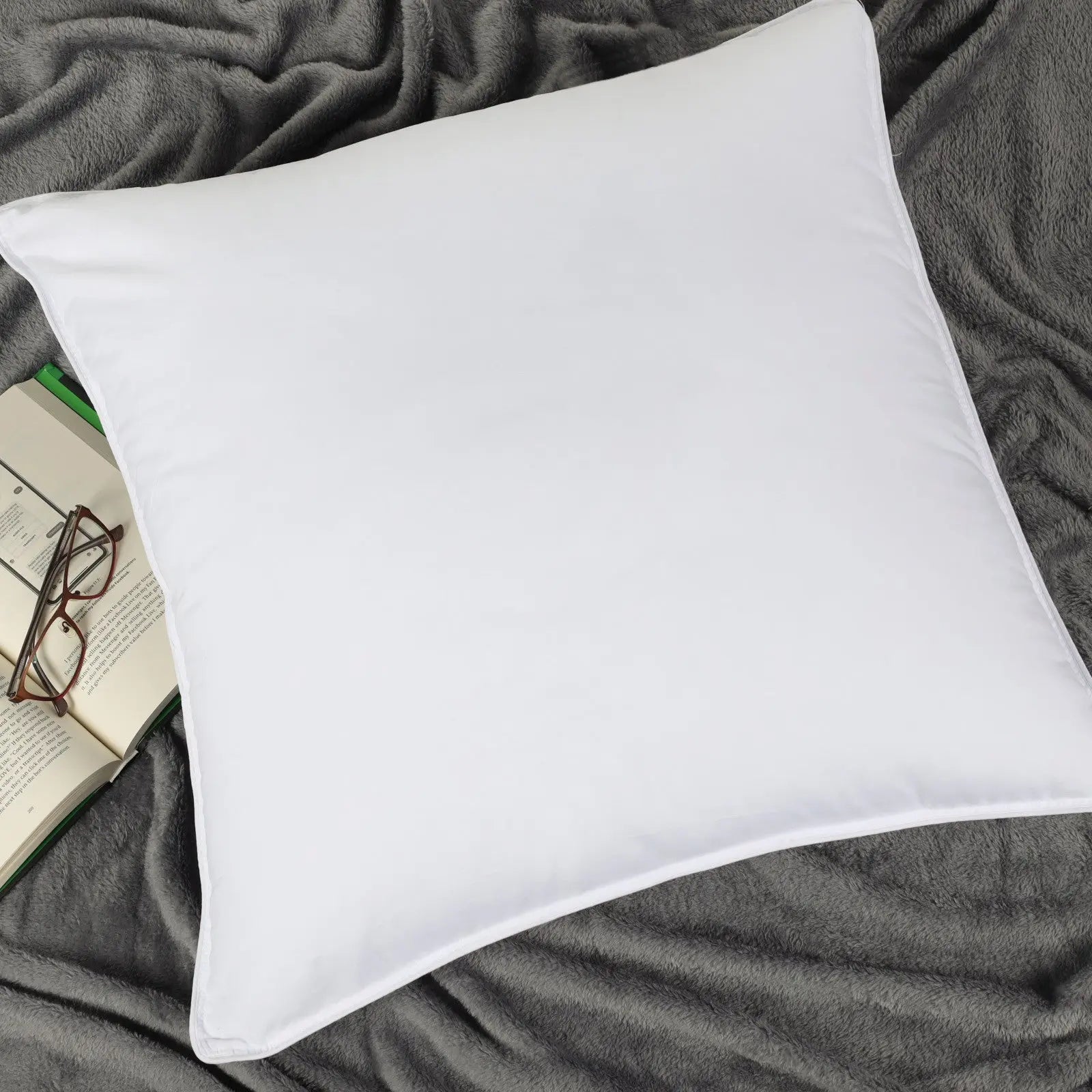 Set of Two Microfiber Down Alternative Medium Hypoallergenic European Size Bed Pillows Homeroots Bed & Bath