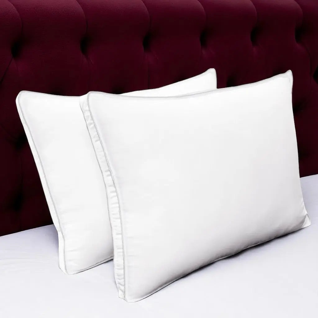 Set of Two Microfiber Down Alternative Medium Hypoallergenic Queen Size Bed Pillows Homeroots Bed & Bath